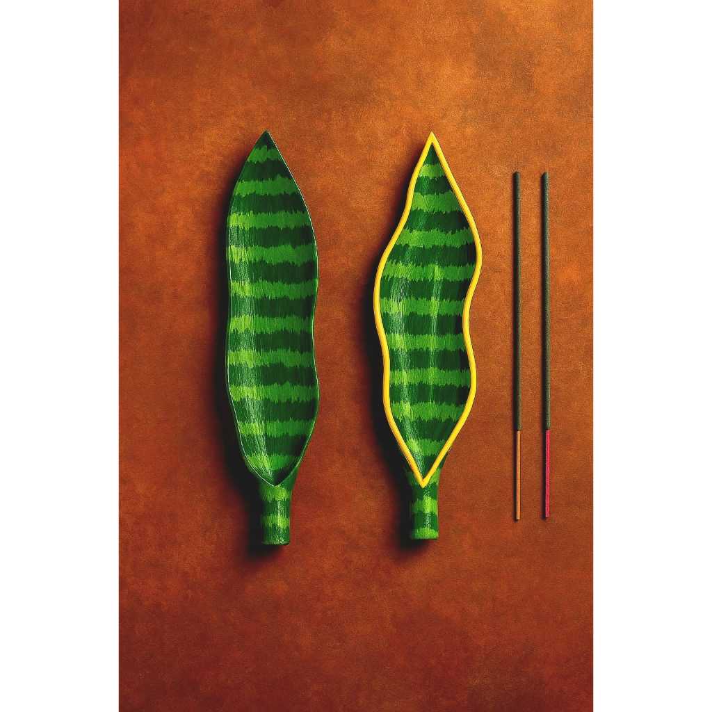 Imagem Incensário Porta Incenso Folha Espada São Jorge Decoração Artesanal Proteção Enfeite Espiritualidade