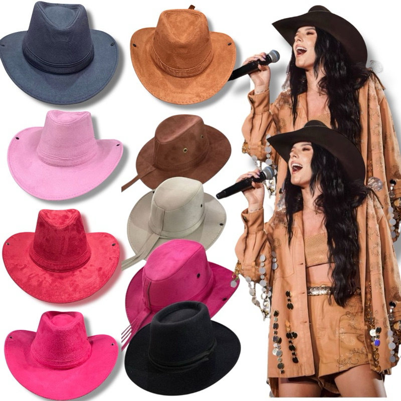 Chapéu Cowboy Americano Modelo Camurça Barretos Country Boiadeira o Vaqueiro estilo Ana Castela