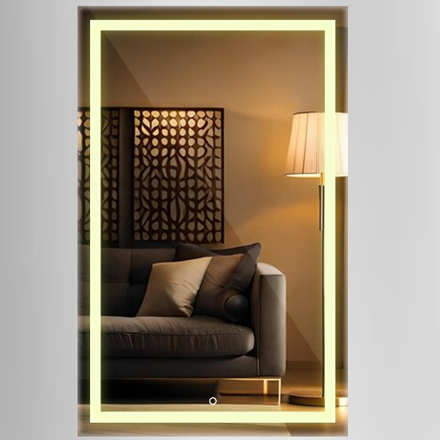 Espelho Jateado Vertical Retangular Led Touch Decorativo de Parede Vários Tamanhos Persona...