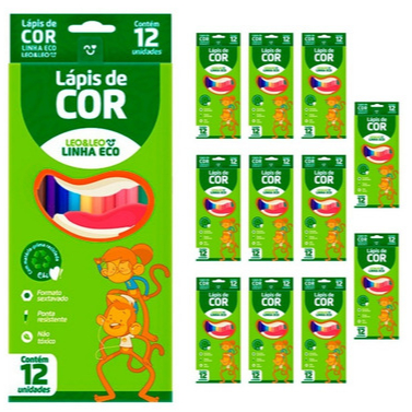 Lápis De Cor Eco Leo&leo 12 Cores Sextavado Resina RecicladaLápis De Cor Eco Leo&leo 12 Cores Sextavado -30 UNIDADES