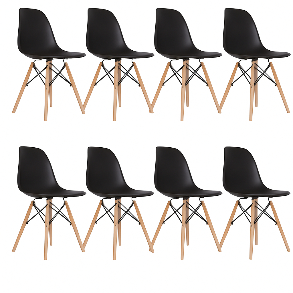 Conjunto 8 Cadeiras Eames Pp DSW Eiffel Escrivaninha Escritorio - Cores diversas - Home & Living