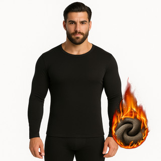 Camisa Térmica Segunda Pele Preta Masculina Elastano  Lisa Peluciada