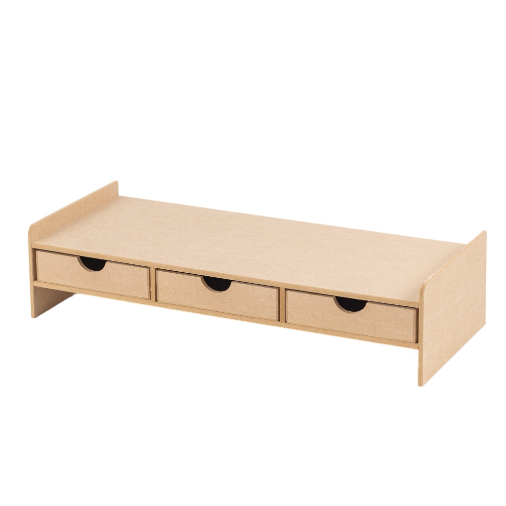 Aparador De Mesa Organização Setup 3 Gavetas Lisas Mdf Cru em Oferta na Shopee