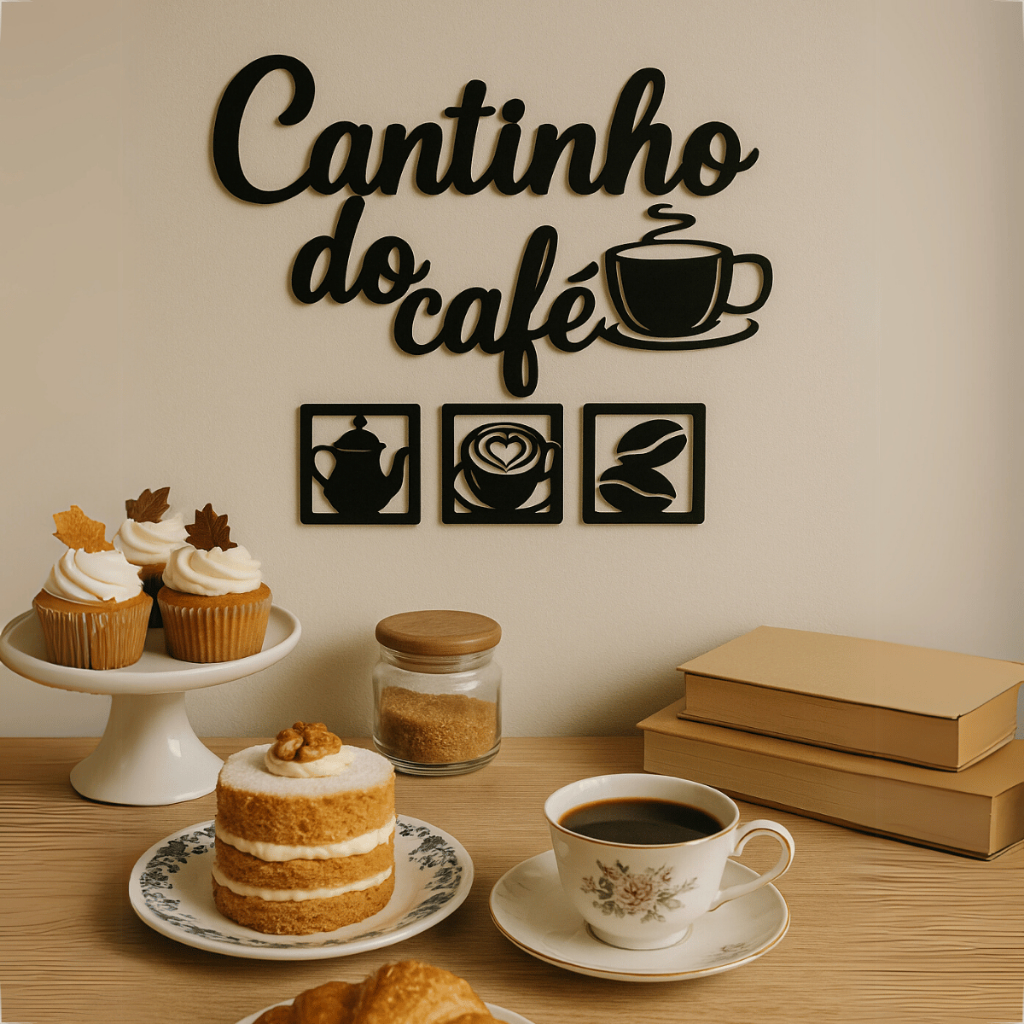 Placa Cantinho do Café 4 Peças mdf Decoração Maravilhosa para Canto do Café em Oferta na Shopee