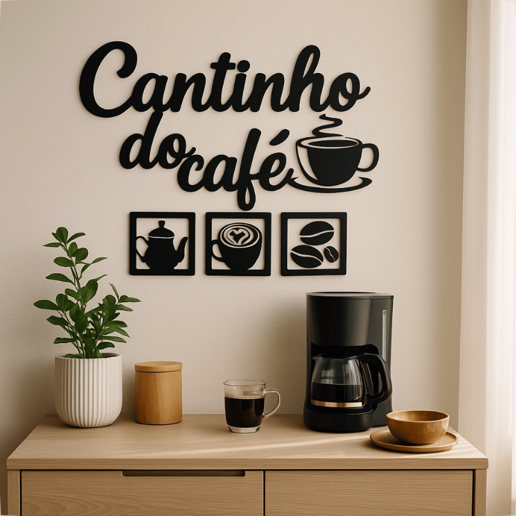 Kit Decoração 4 Un Plaquinhas Com Letreiro Em Mdf Decorativas Cantinho Do Café em Oferta na Shopee