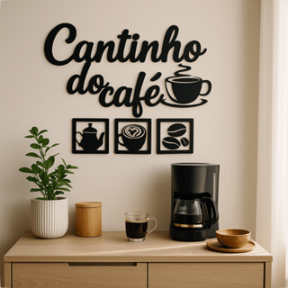 Kit Decoração 4 Un Plaquinhas Com Letreiro Em Mdf Decorativas Cantinho Do Café em Oferta na Shopee