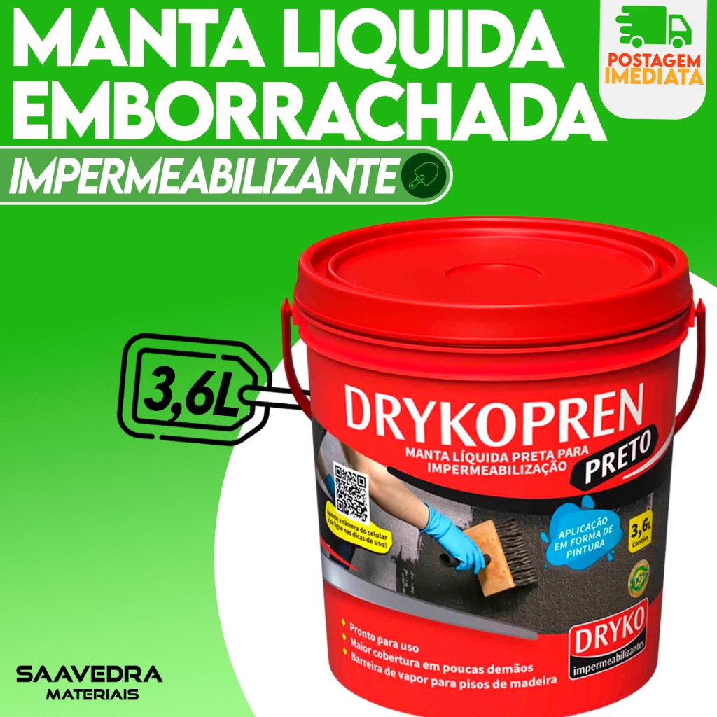 Manta Liquida Preta Impermeabiliza Laje e telhas 3,6l