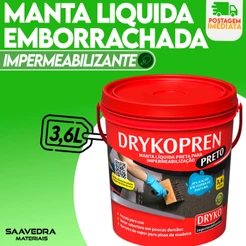 Manta Liquida Preta Impermeabiliza Laje e telhas 3,6l
