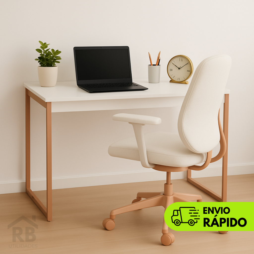 Escrivaninha Mesa Escritório 90cm Estilo Industrial - Metal MDF - Home Office