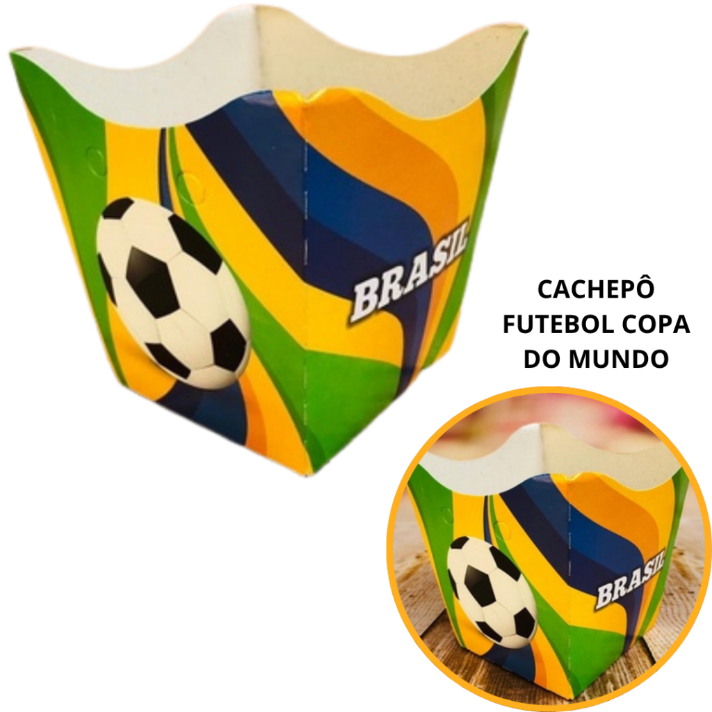 10~60 KIT CACHEPÔ DECORATIVO PAPEL FESTA FLORES DECORAÇÃO TEMA FUTEBOL COPA DO MUNDO BRASIL GOL 66.1 - Home & Living