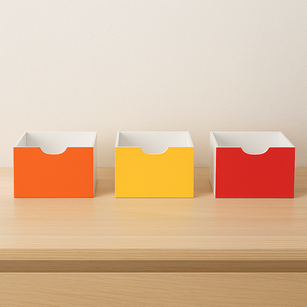 Conjunto de 3 Gavetas Coloridas para Organização em Nichos