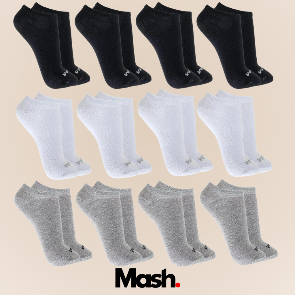 Kit Com 12 Pares de Meias Sport Mash Cano Curto em Algodao Unissex Para Corrida Caminhada - Men Clothes