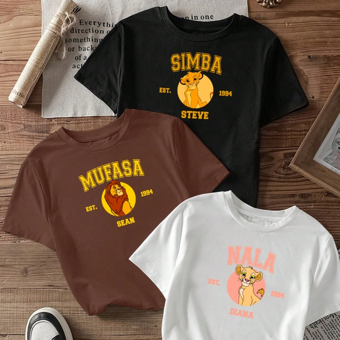 kit3 Camisetas feminina de algodão Simba Mufasa Nala off white malha premium T-Shirt