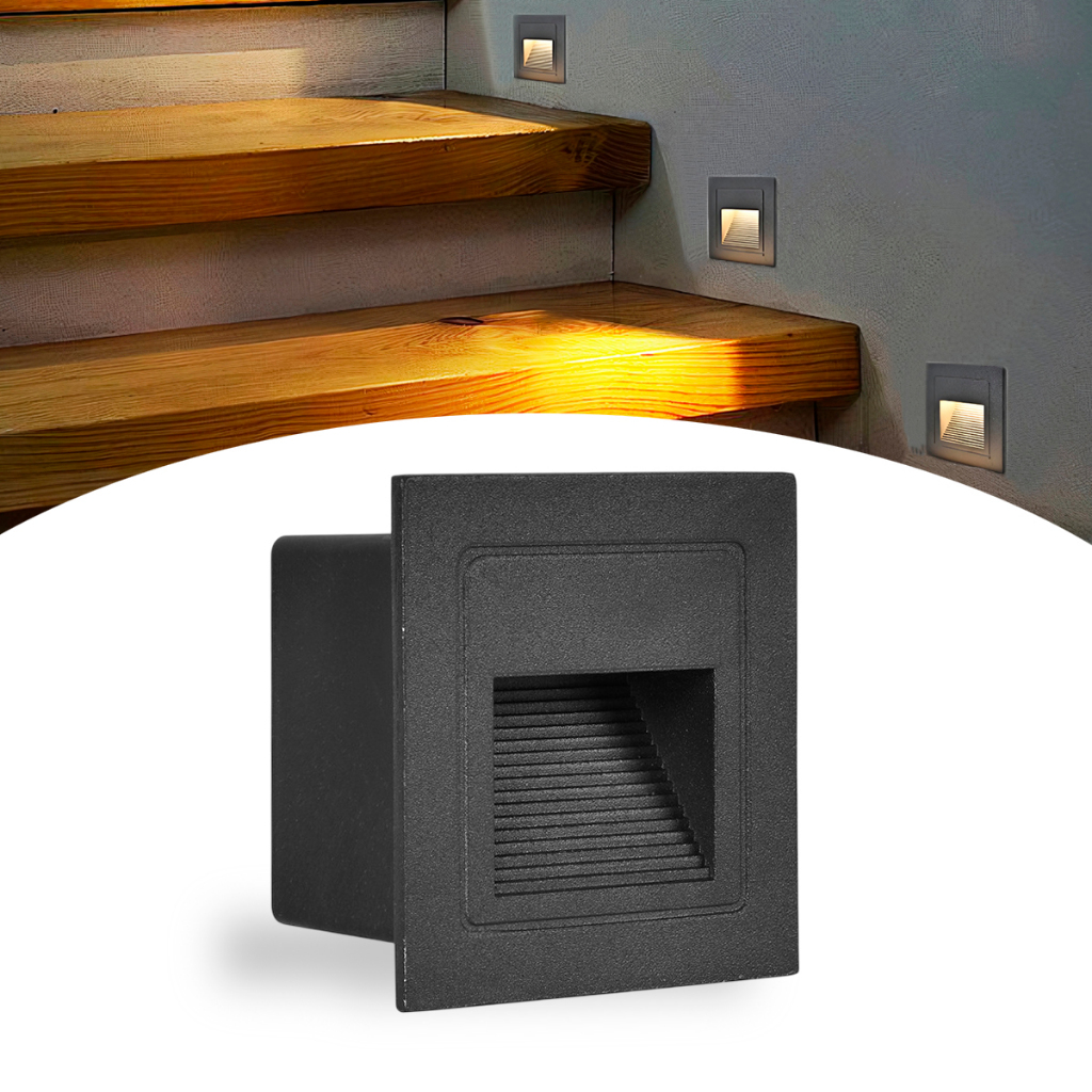 Balizador Parede Externo Preto Embutido Led Muro Lup51