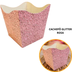 10~60 KIT CACHEPÔ DECORATIVO PAPEL FESTAS FLORES DECORAÇÃO COR IMITAÇÃO GLITTER ROSA 2.66(CHOCO)