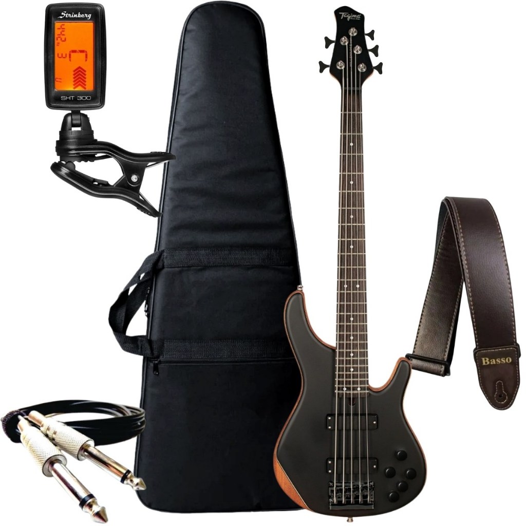 Kit Contra Baixo 5 Cordas Tagima Millenium Top 5 Ativo + Acessórios em Oferta na Shopee