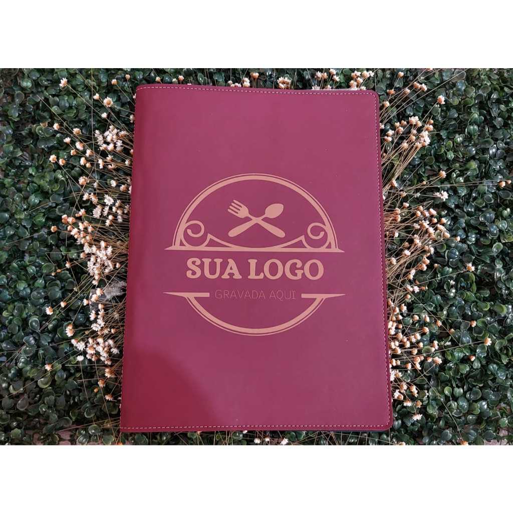 kit 50 pastas para cardapio vinho para folha A4 em courino com sua logo luxo