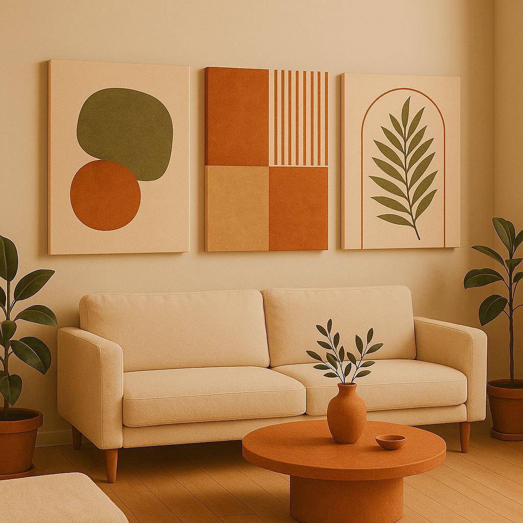 Quadro Decorativo 3 Peças Trio Folhagem Decoração Quarto Sala Copa Escritórios Hall em Oferta na Shopee