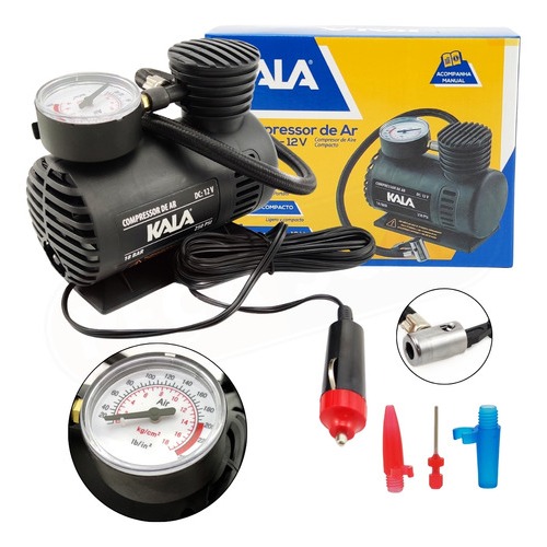 Mini Compressor De Ar Compacto Portátil Kala 250 Psi 12v Cor Preto Frequência 60hz