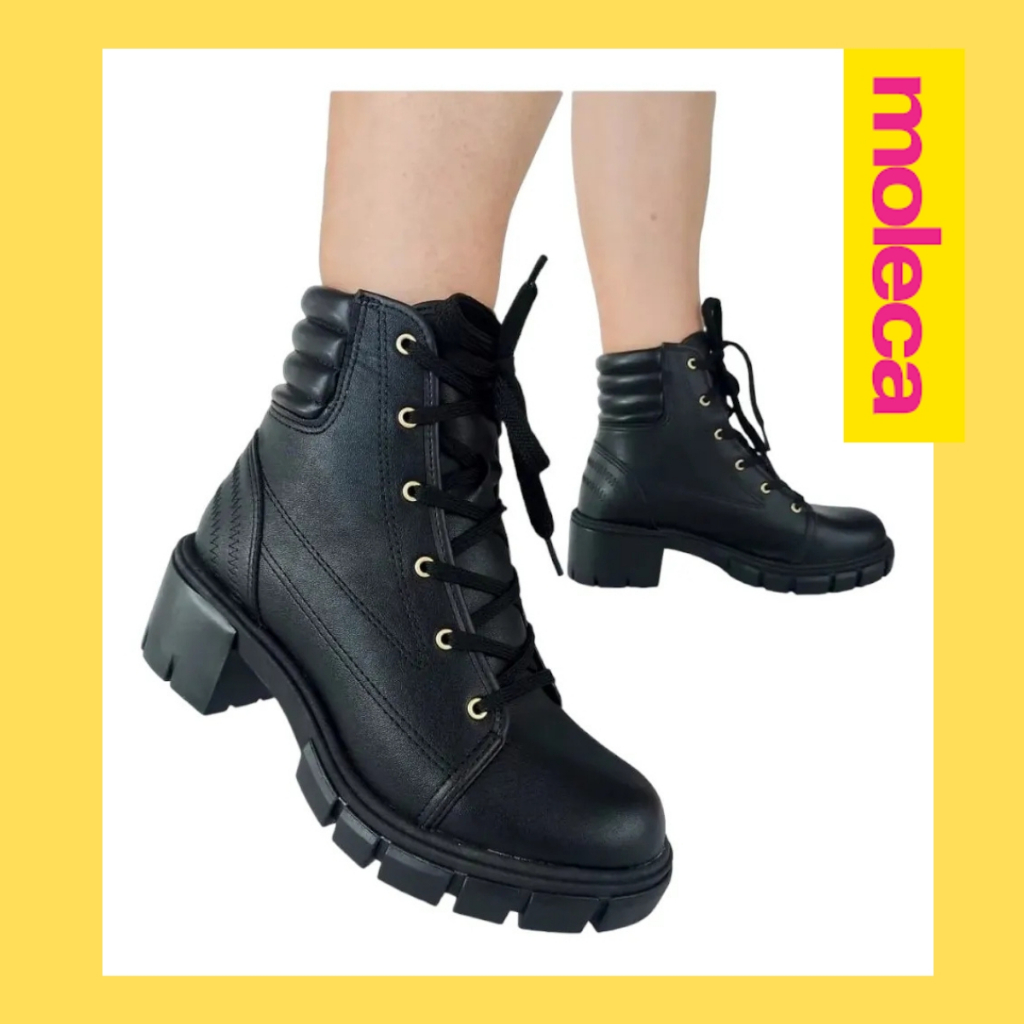 Bota Moleca Coturno 5338107 Cadarço Tratorada Leve