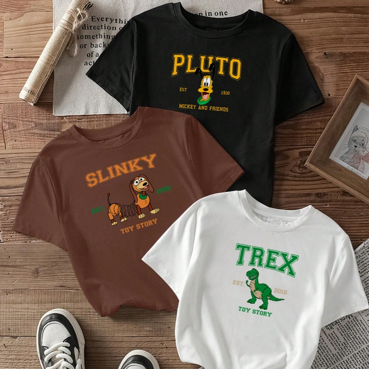 kit3 Camisetas feminina de algodão Pluto Slinky Mrs.potato off white malha premium T-Shirt