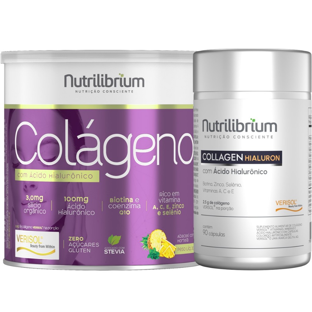 Kit Colágeno Verisol Hialurônico 200g + Collagen Hialuron Caps Nutrilibrium - Health