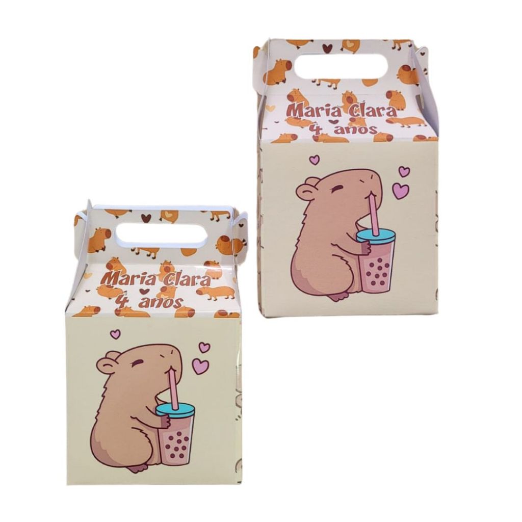 Caixinhas Surpresa Capivara Lembrancinha Maletinhas Personalizado Com NOME e IDADE para Festa de Aniversário