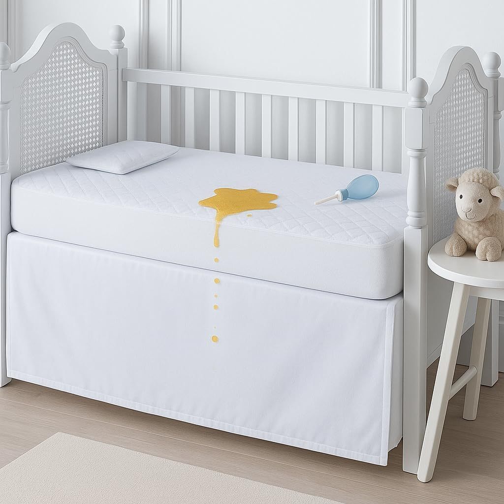 Capa Protetora Impermeável para Berço com Elástico Antiácaro Protege Colchão Que Não Solta 130x60cm