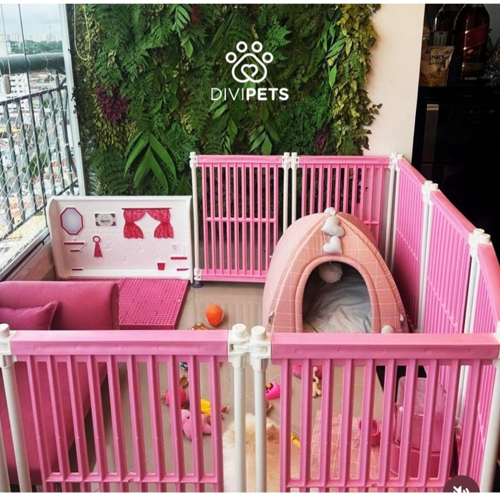 Cercado Dobrável Para Pet – Leve, Fácil de Guardar e Transportar na cor Rosa