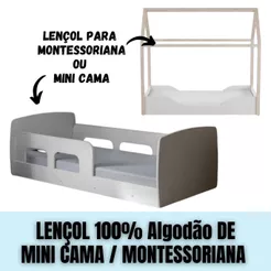 Lençol avulso para mini cama ou montessoriana com elástico 100% algodão 1pç