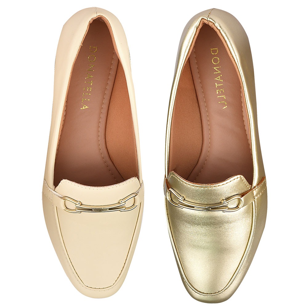 KIT 2 Pares Sapato Feminino Mocassim Confortável Rasteira Social Moda Trabalho Novo Loafer Sapatilha Metalizado Enfeite em Oferta na Shopee
