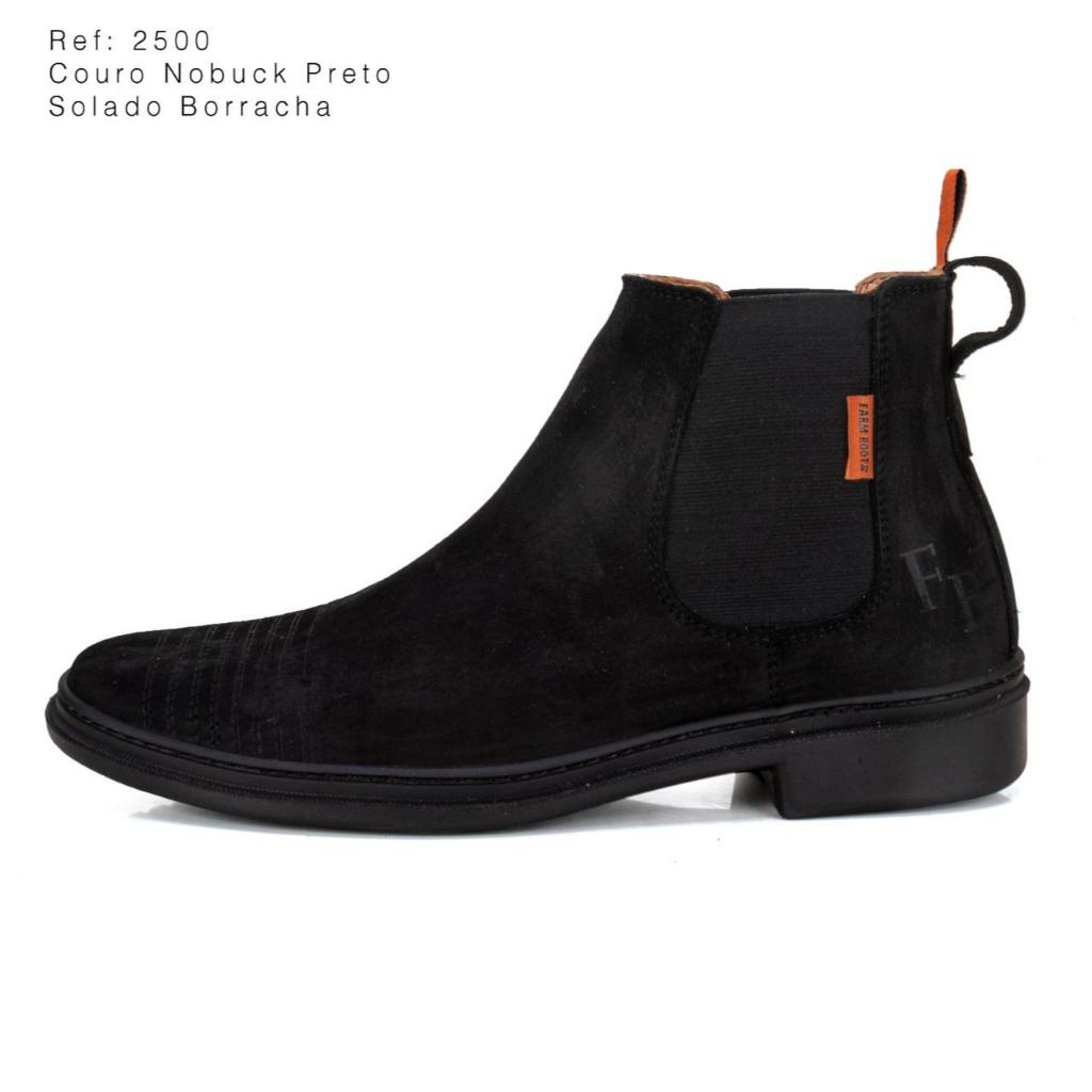 Bota Botina Rodeio Country Couro Legitimo Nobuck Nobre Argentino Coturno Unisex Confortável Sola em Borracha