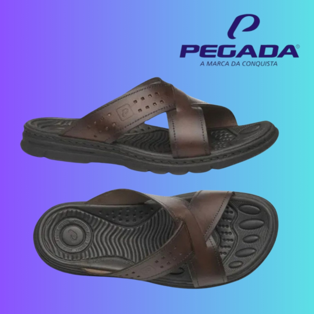 Chinelo Masculino Pegada Couro 134201 Ortopédico Amortecedor