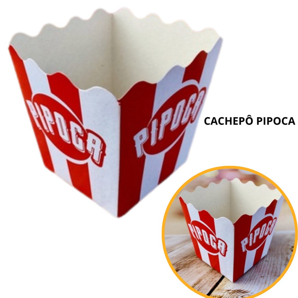 10~60 KIT CACHEPÔ PIPOCA DECORAÇÃO VERMELHO E BRANCO TEMA FESTA em Oferta na Shopee