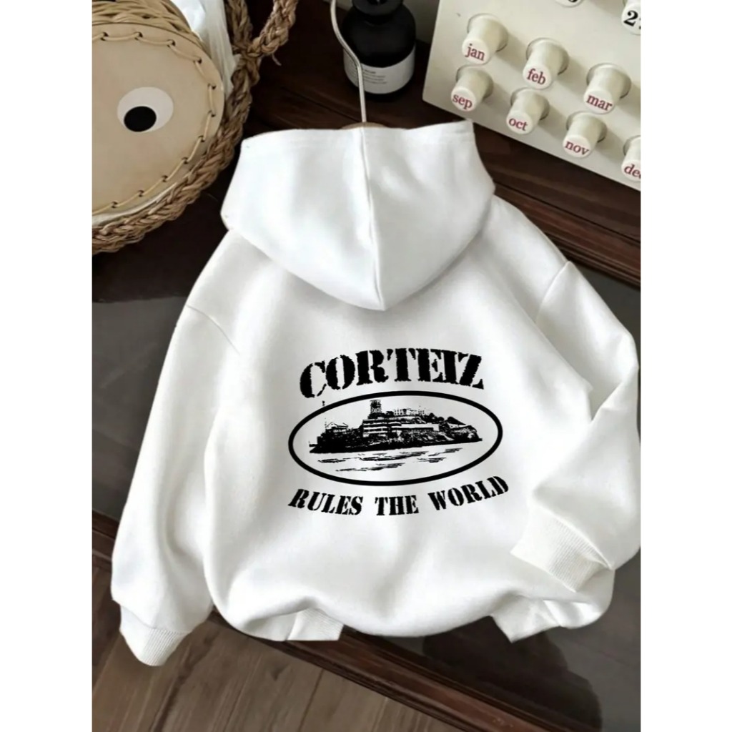 Moletom com Capuz Unisex com gráfico "QUEEN RULES THE WORLD" - casual com cordão, conforto para todas as estações, roupa