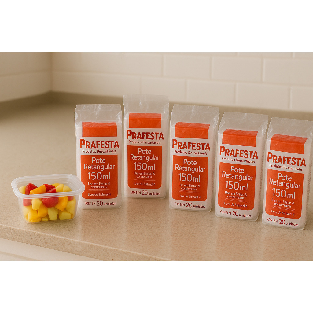 Kit 100 Potes Descartáveis 150ml Freezer Microondas Marmita Dieta Fit