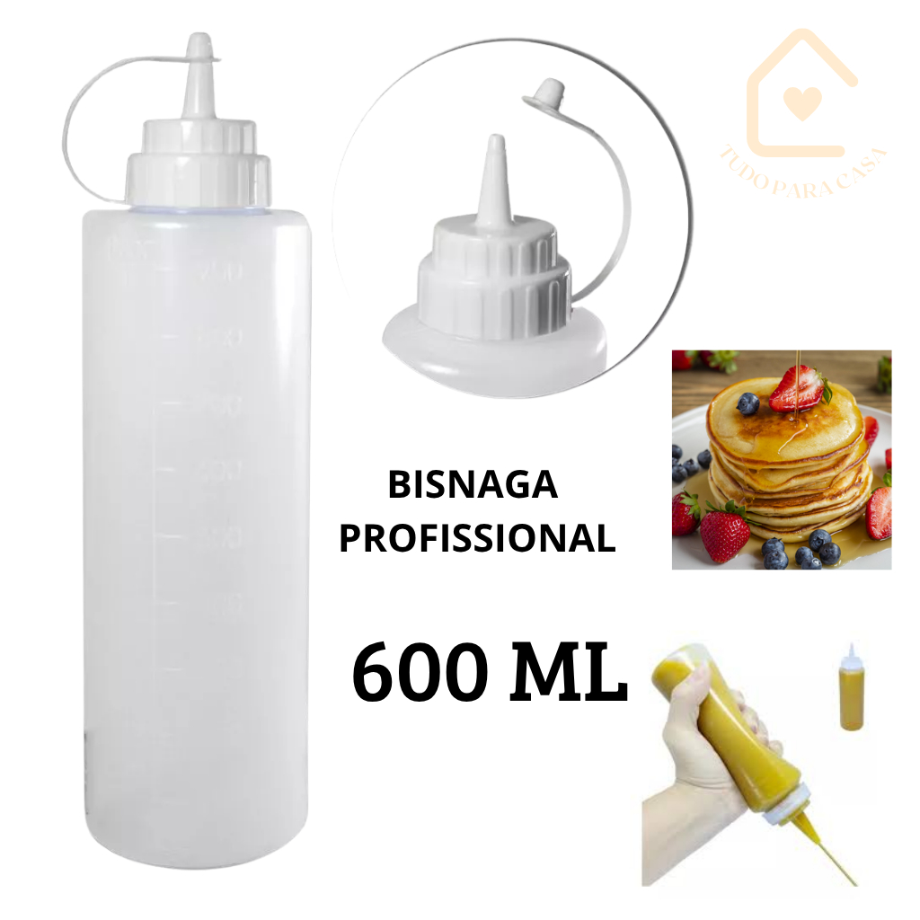 BISNAGA PARA MOLHO FLEXÍVEL 600ML KETCHUP MOSTARDA MAIONESE CREPE CONFEITÁRIA PANQUECAS LANCHONETE