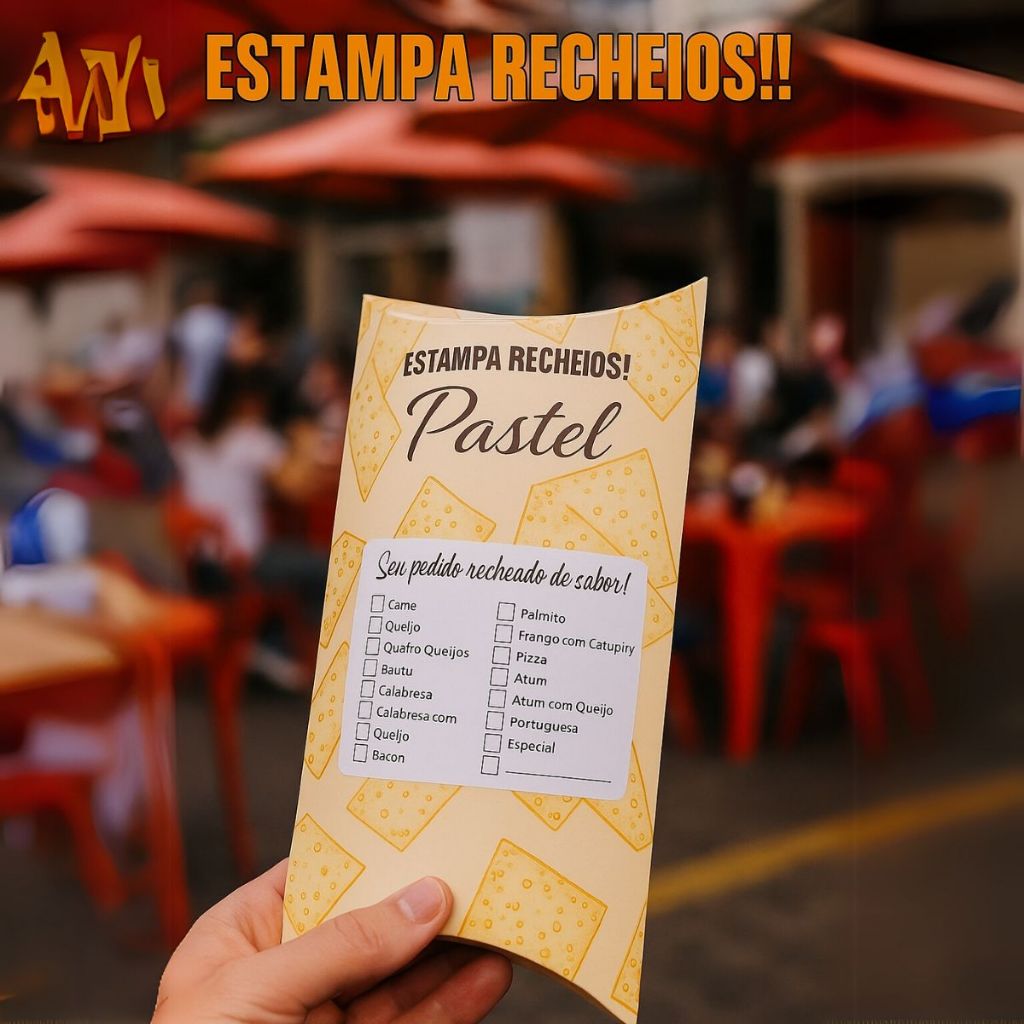 200 EMBALAGEM Caixas Pastel **PAPEL REFORÇADO** Delivery Viagem Embalagem 21x15 M
