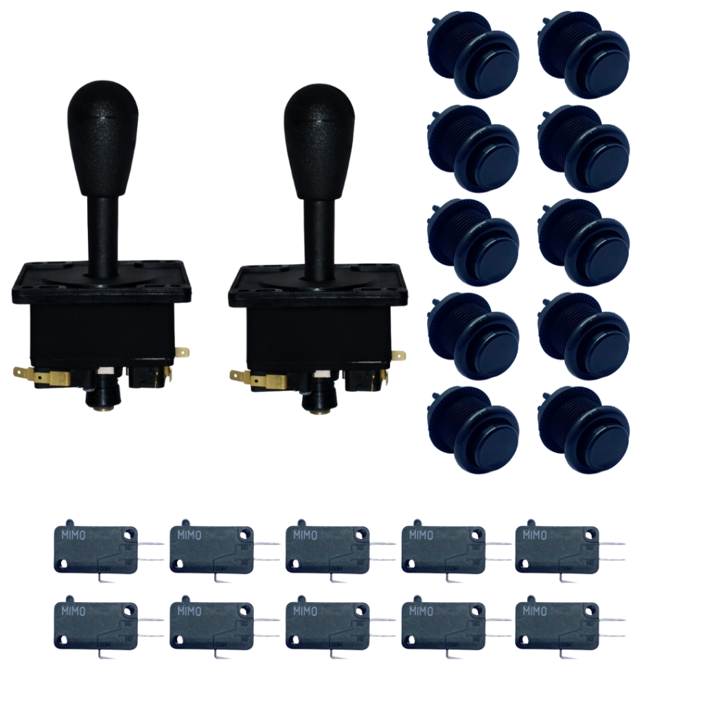 10 Botões Nylon Arcade  2 Comandos Alavanca Preto Fliperama
