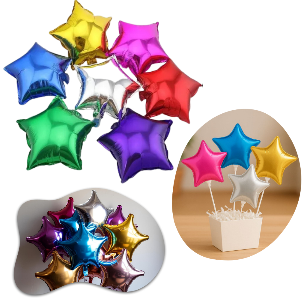 50 Balão Estrela 22cm Metalizado 10 Polegadas Decoração Aniversário Festa