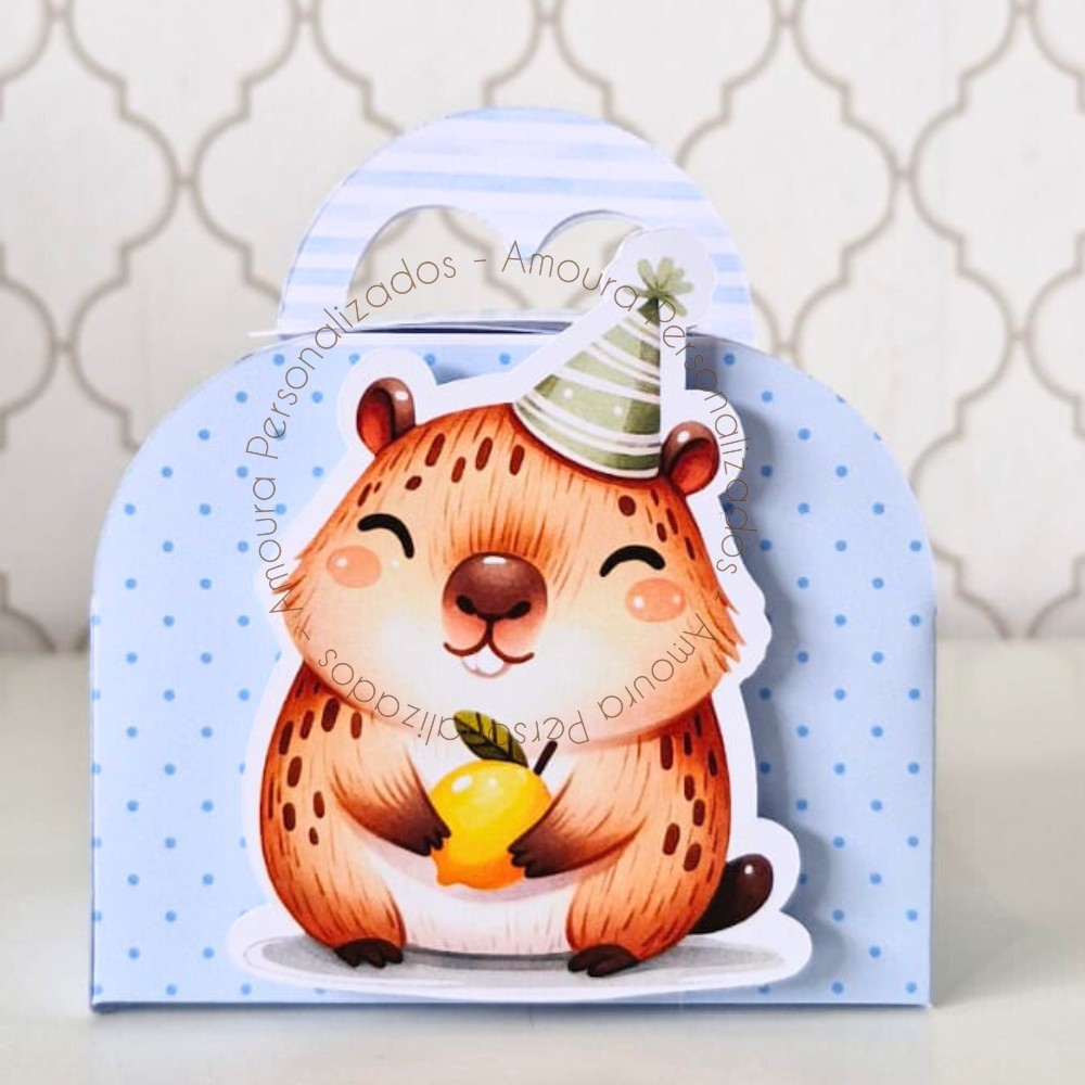 CAIXA MALETA PERSONALIZADA PARA LEMBRANCINHAS CAPIVARA AZUL | CAIXINHA | FESTA INFANTIL  ANIVERSARIO