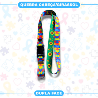 Cordão Autista Tea Dupla Face Girassol Quebra Cabeça com Engate Tecido Poliéster em Oferta na Shopee