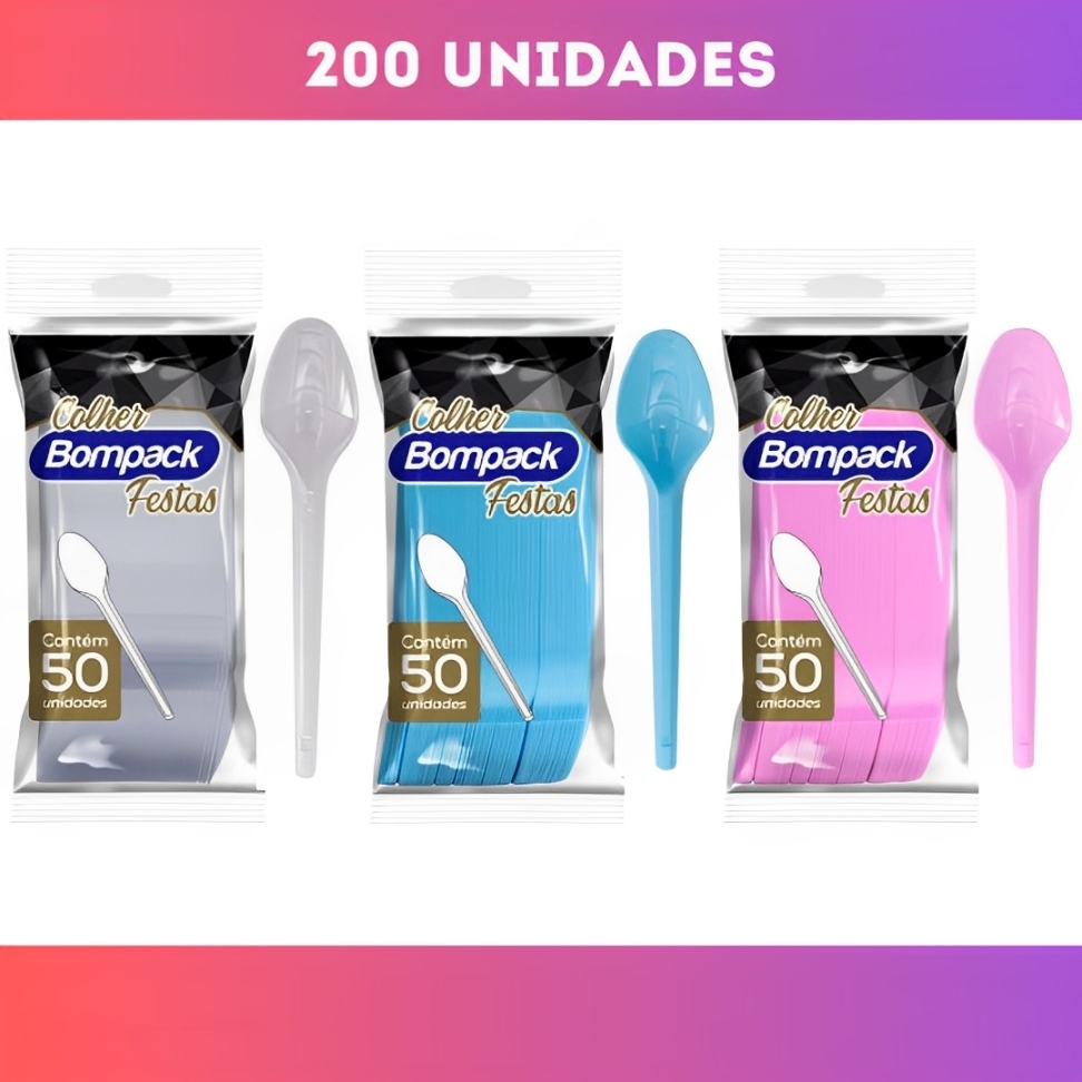 Colher De Sobremesa Descartável Para Festa Bolo Doces Aniversário em Oferta na Shopee