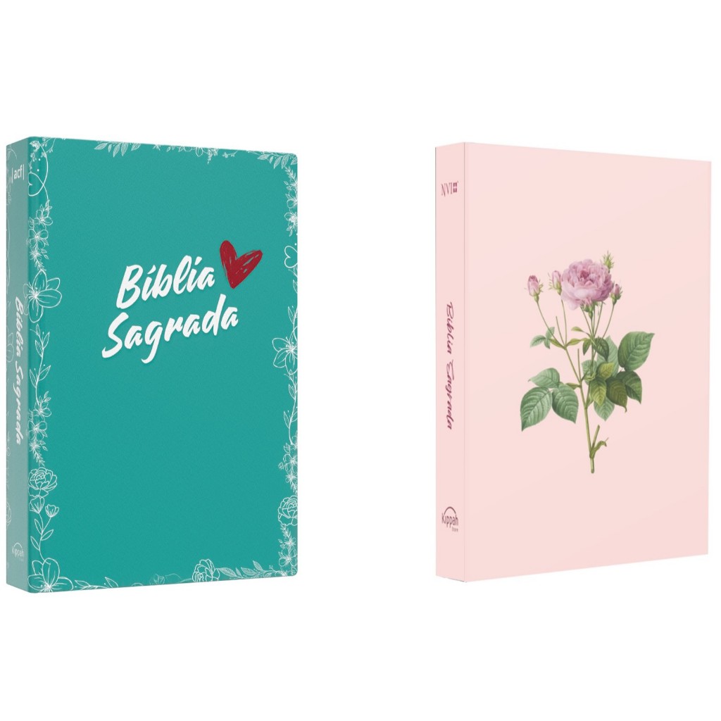 Kit Bíblia Sagrada ACF | Coração Vermelho + Bíblia Sagrada NVI | Rosa de Saron em Oferta na Shopee