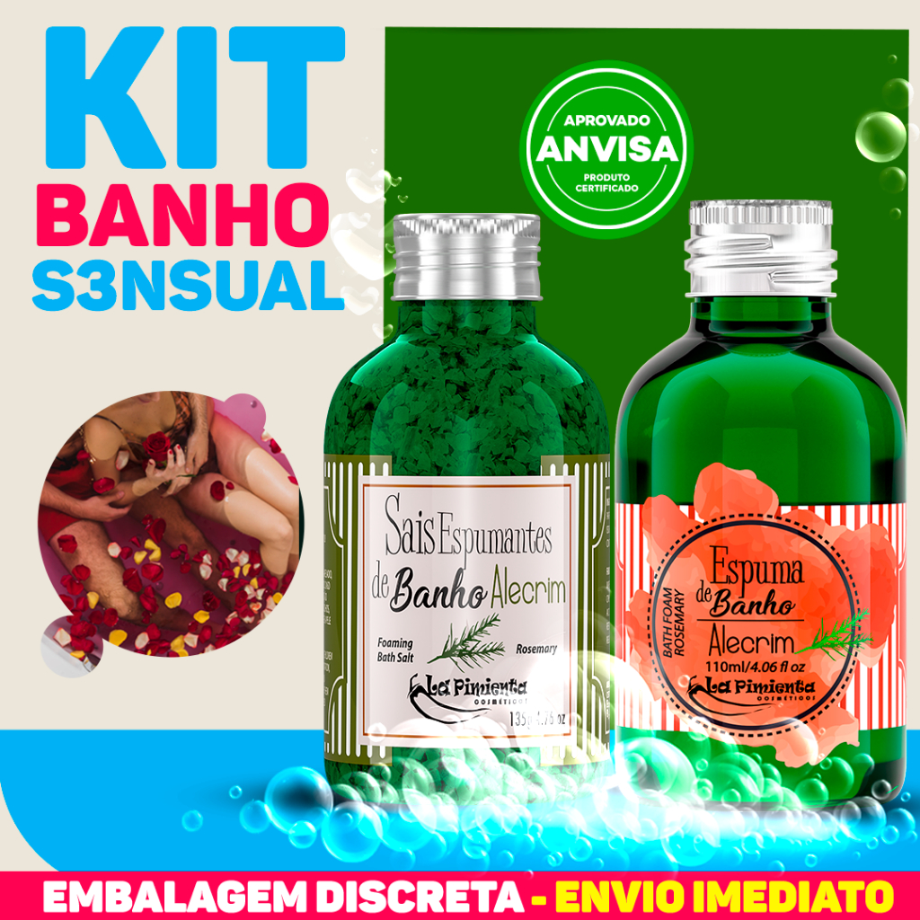 KIT BANHO SENSUAL COM SAIS E ESPUMAS PARA JACUZZI, BANHEIRA E HIDROMASSAGEM OU CHUVEIRO