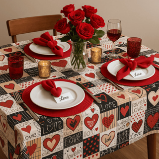 Toalha de Mesa Térmica Estampa Coração Impermeável Fácil Limpeza 4 6 8 Lugares em Oferta na Shopee