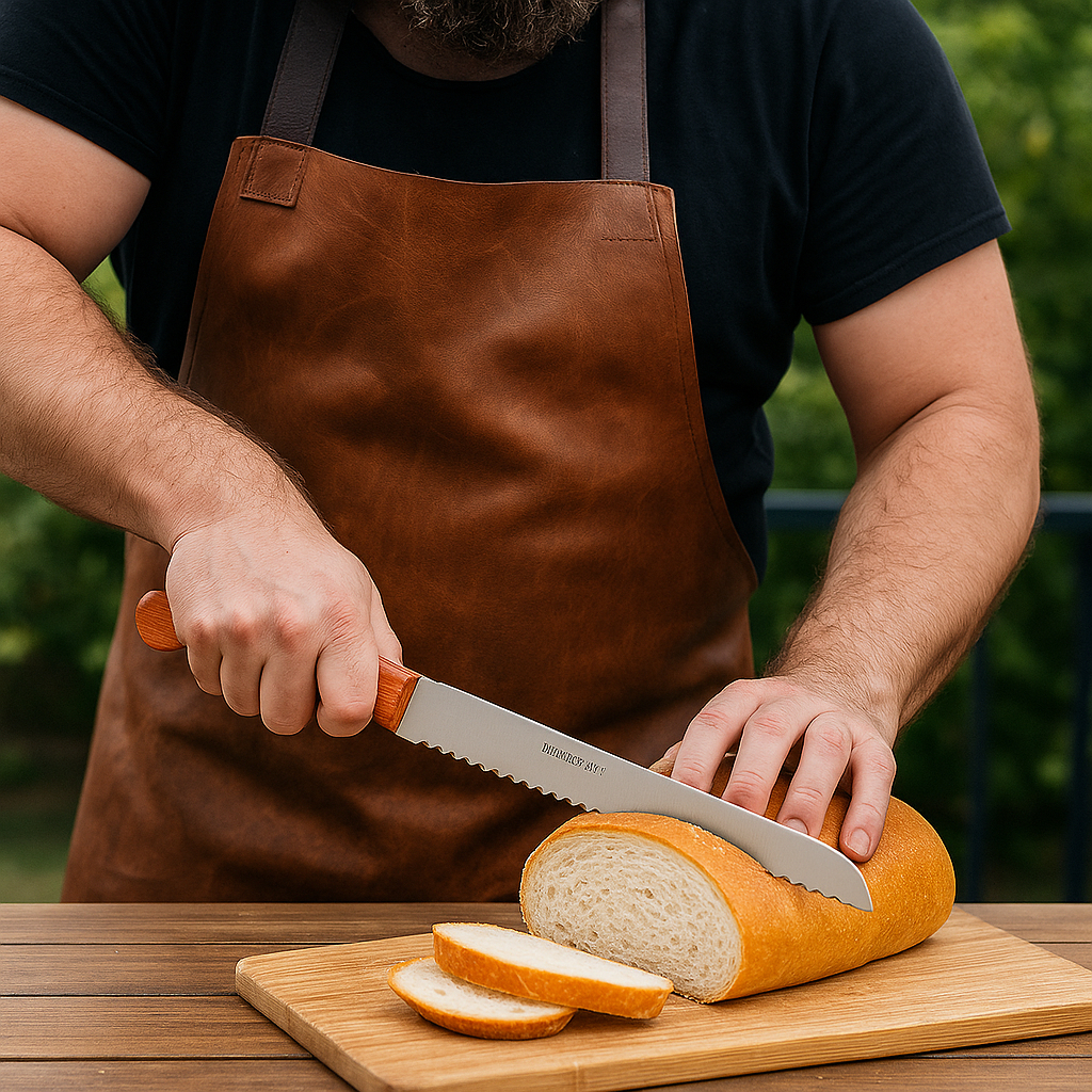 Faca De Pão Serrilhada 8" Inox 32,5cm Profissional Cabo Madeira Corte Preciso Cozinha Padaria em Oferta na Shopee