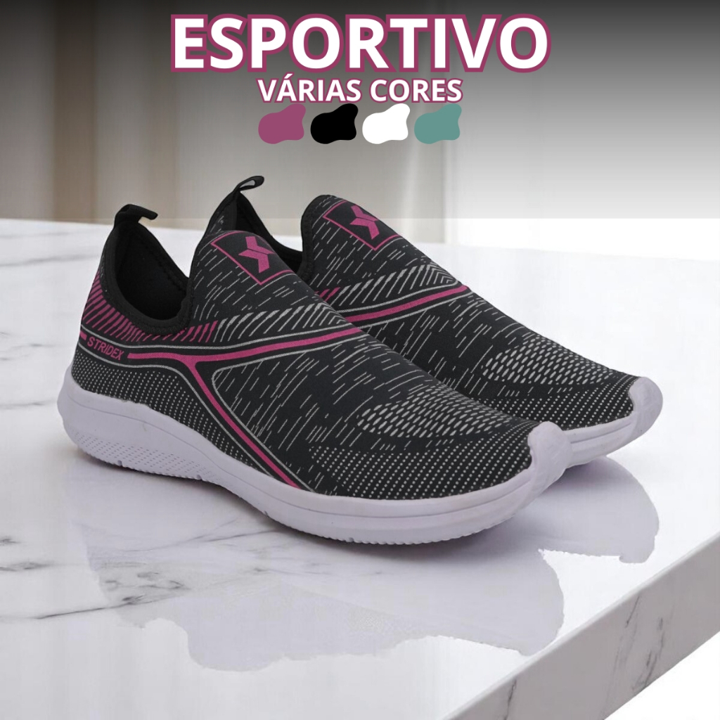 Tênis Feminino Leve e Macio Tipo Meia Calce Rápido Sem Cadarço Pronta Entrega