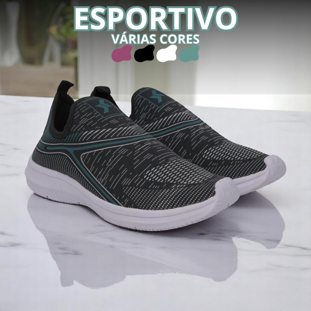 Tênis Feminino Tipo Meia Super Leve Macio e Prático Sem Cadarço Envio Rápido