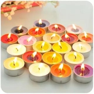 kit 50 velas Coloridas ou Branca rechaud alumínio flutuante coloridas